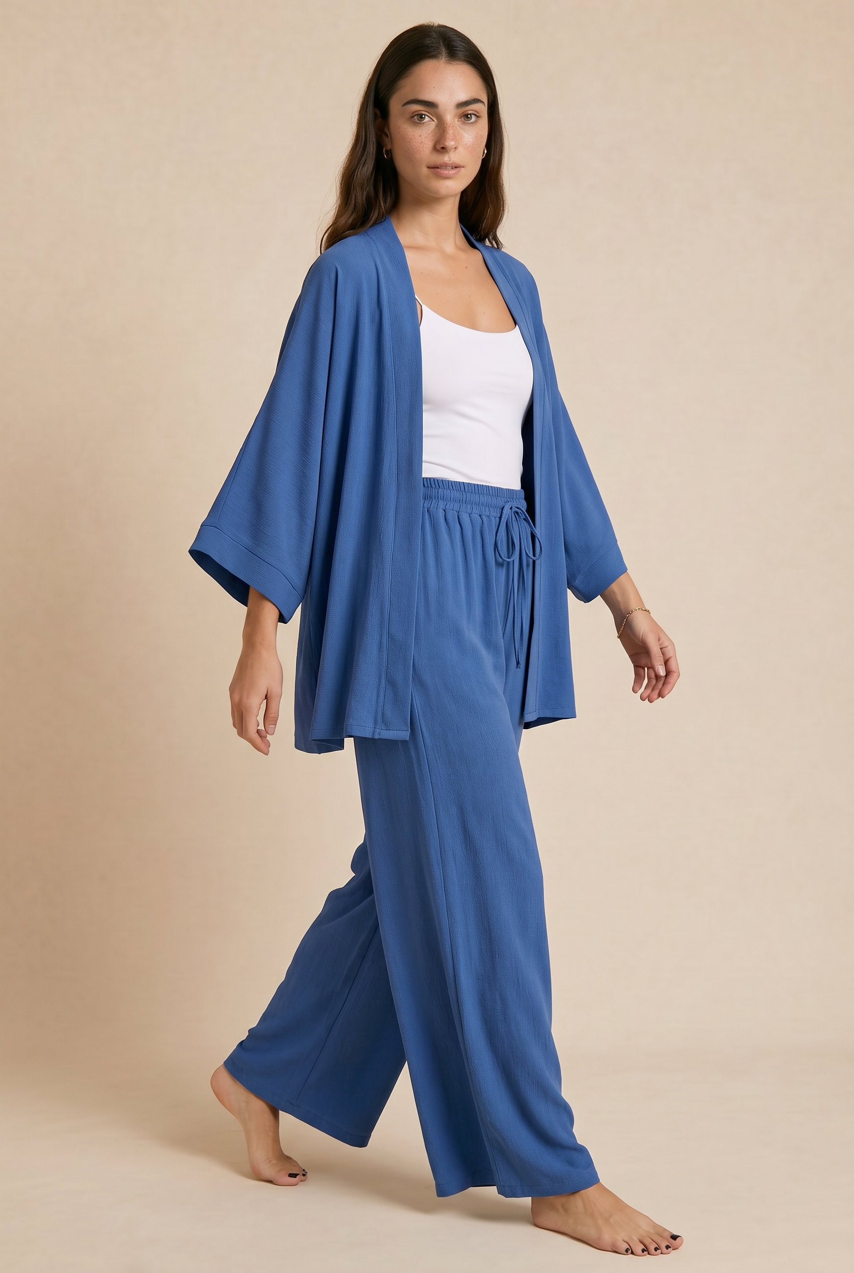 Σετ Κιμονό Παντελόνα Crepe in Indigo Σετ Κιμονό Παντελόνα Crepe in Indigo