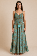 Anvi ART SILK Maxi Φόρεμα in Mint