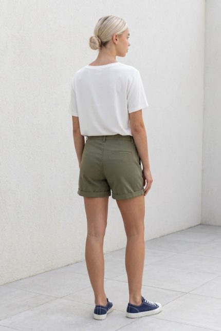 Cotton Τζιν Σορτσάκι in khaki