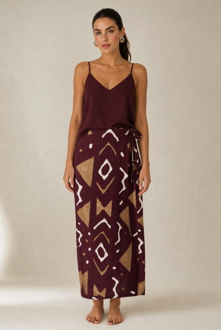 Tinos Viscose Wrap Midi Skirt Κωδικός: 2728 Χαρακτηριστικά Προϊόντος • Πολυμορφική κρουαζέ midi φούστα • Εσωτερικό φύλλο που ασφαλίζει με κορδονάκι • Εξωτερικό φύλλο που τυλίγει το σώμα και δένει στη μέση • Ρυθμιζόμενη εφαρμογή που προσαρμόζεται εύκολα στη σιλουέτα • Άνετη γραμμή με φυσική κίνηση • Midi μήκος • Ασύμμετρο τελείωμα • One Size – καλύπτει έως X-Large • Viscose blend σύνθεση • Ανάλαφρη, δροσερή και breathable αίσθηση • Πολύ μαλακή υφή με όμορφη εφαρμογή Διαστάσεις (One Size) • Μέση: έως 105 cm (ρυθμιζόμενη με δέσιμο) • Περιφέρεια: έως 120 cm • Μήκος: Midi Asymmetrical Οδηγίες Φροντίδας • Πλύσιμο στους 30°C • Χωρίς στύψιμο • Σιδέρωμα σε χαμηλή θερμοκρασία