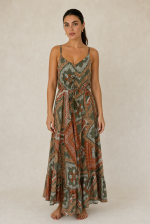 Anvi ART SILK Maxi Φόρεμα in Khaki