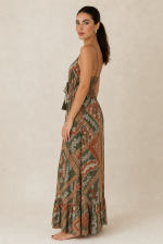 Anvi ART SILK Maxi Φόρεμα in Khaki