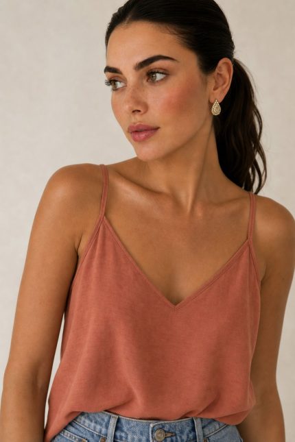 Sunset Crepe Loose Fit Crop Top Χαρακτηριστικά Προϊόντος • Loose fit cropped top με minimal αισθητική • Άνετη, αέρινη γραμμή που χαρίζει φυσική κίνηση • Κομψό V ντεκολτέ μπροστά και πίσω • Λεπτές σταθερές τιράντες • Cropped μήκος, ιδανικό για ψηλόμεσα παντελόνια και φούστες • One Size – καλύπτει έως Large Plus • Crepe ύφασμα με ανάλαφρη και δροσερή υφή • Δεν διαφανίζει • Non Iron – δεν χρειάζεται σιδέρωμα • Πολύ άνετη εφαρμογή που δεν πιέζει το σώμα Διαστάσεις Μέγεθος Στήθος Μέση Μήκος One Size έως 108 cm έως 112 cm περίπου 55 cm Σύνθεση • Crepe Φροντίδα • Πλύσιμο έως 30°C • Χωρίς στύψιμο • Φυσικό στέγνωμα • Δεν χρειάζεται σιδέρωμα (Non Iron)