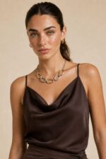 Draped Satin Cami Top in brown Κωδικός: 17096 Χαρακτηριστικά Προϊόντος • Satin cami top με κομψή draped λαιμόκοψη • Σατινέ ύφασμα με ανάλαφρη και δροσερή αίσθηση • Κανονική προς χαλαρή εφαρμογή • Ρυθμιζόμενες λεπτές τιράντες • Διπλής όψης – φοριέται και από την πίσω πλευρά για διαφορετικά looks • Πολύ εύκολο στο styling από το πρωί έως το βράδυ • Δεν διαφανίζει • Non Iron ύφασμα • One Size (καλύπτει έως L/XL) Διαστάσεις Μέγεθος Στήθος Μέση Περιφέρεια One Size 94 cm 106 cm 108 cm Φροντίδα • Πλύσιμο έως 30°C • Χωρίς στύψιμο • Φυσικό στέγνωμα • Δεν χρειάζεται σιδέρωμα (Non Iron)