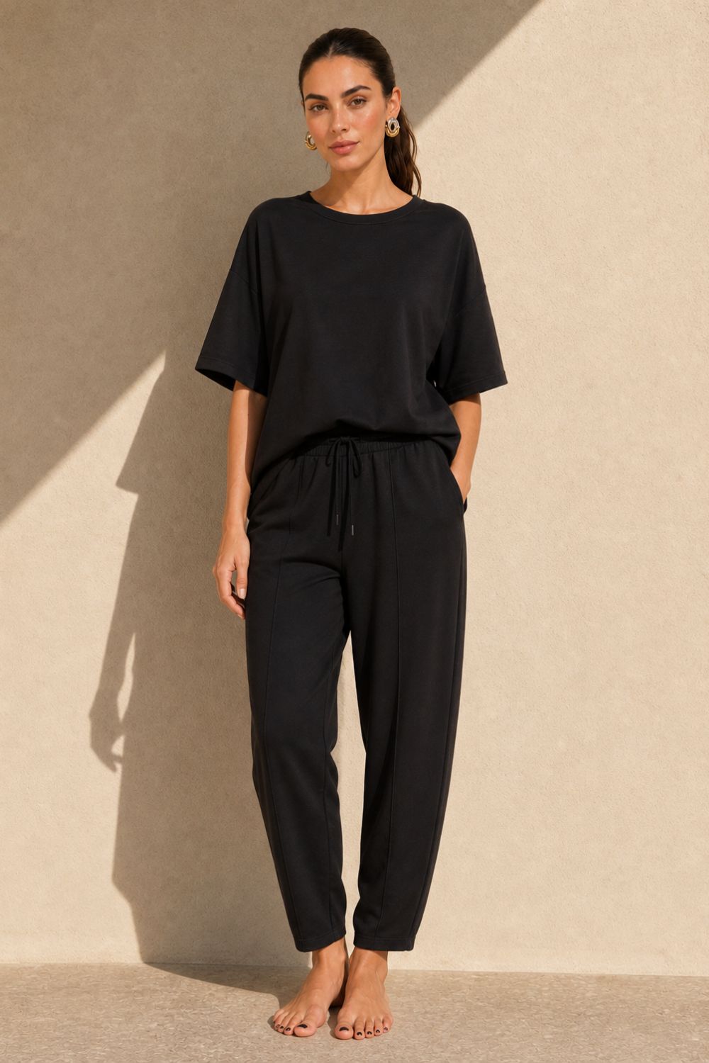 Set Viscose Loungewear in Black Set Viscose Loungewear in Black
