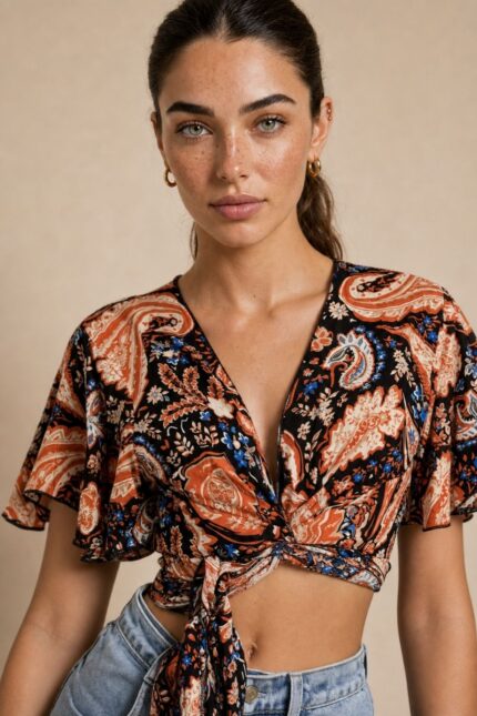 Iris Viscose Λαχούρι  Κρουαζέ top in black and orange Κωδ:21526 Χαρακτηριστικά Προϊόντος Top • Πολυμορφικό κρουαζέ σχέδιο • Δένει μπροστά & πίσω • Μπορεί να φορεθεί και ανάποδα • Άνοιγμα μπροστά ή στην πλάτη ανάλογα το styling • Μανίκι σε άνετη γραμμή • Ύφασμα: Viscose • Αίσθηση: Πολύ δροσερή & ανάλαφρη • Εφαρμογή: Άνετη • Ασύμμετρο τελείωμα • Αίσθηση: Ανάλαφρη & breathableΎφασμα: Viscose • Αίσθηση: Πολύ δροσερή, ανάλαφρη & εξαιρετικά μαλακή στην αφή • Breathable σύνθεση, ιδανική και για ευαίσθητα δέρματα ή άτομα με αλλεργίες  Διαστάσεις Top • Στήθος: έως 100 cm • Μέση: προσαρμόζεται με δέσιμο • Μήκος: κανονικό crop  Φροντίδα • Πλύσιμο έως 30°C • Χωρίς στύψιμο • Σιδέρωμα σε κανονική θερμοκρασία