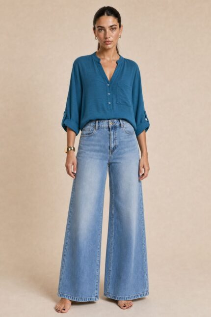 North Crepe Mao Neck Oversized Πουκαμίσα κωδ:1926 Χαρακτηριστικά Γραμμή: Άνετη / Oversized Γιακάς: Mao neck V λαιμόκοψη με κουμπιά Τσέπη στο μπροστινό μέρος Roll-up μανίκια με κουμπάκι Ασύμμετρο μήκος Ανάλαφρο crepe ύφασμα Non Iron – δεν απαιτεί σιδέρωμα One Size – καλύπτει έως X-Large Περιφέρεια στήθους έως περίπου 120 cm Ενδεικτικές Διαστάσεις Μέγεθος Στήθος Μήκος εμπρός Μήκος πίσω One Size έως 120 cm ~68 cm ~74 cm Τα μήκη είναι ενδεικτικά με βάση τη γραμμή του συγκεκριμένου σχεδίου. Οδηγίες Φροντίδας Πλύσιμο έως 30°C Χωρίς στύψιμο Φυσικό στέγνωμα Non Iron