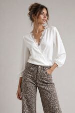 Lace Κρουαζέ Satin Πουκαμίσα in White Χαρακτηριστικά Προϊόντος Κρουαζέ / wrap σχεδιασμός Δαντέλα κατά μήκος της λαιμόκοψης Satin-effect υφή με διακριτική λάμψη Λεπτό και πολύ μαλακό ύφασμα Δεν διαφανίζει Άνετη, χαλαρή εφαρμογή Μακρύ μανίκι Λάστιχο στο τελείωμα των μανικιών Λάστιχο στο κάτω μέρος One Size – καλύπτει έως Large Plus Συνθετικό σατέν Non Iron Ενδεικτικές Διαστάσεις Μέγεθος Στήθος Περιφέρεια Μήκος One Size έως ~115 cm έως ~120 cm περίπου 62 cm Φροντίδα Πλύσιμο έως 30°C Χαμηλές στροφές Χωρίς στύψιμο Δεν χρησιμοποιούμε στεγνωτήριο Φυσικό στέγνωμα Non Iron – δεν απαιτεί σιδέρωμα