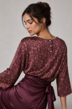 Floral Satin Viscose Blouse Χαρακτηριστικά Ύφασμα: Viscose με satin-effect επεξεργασία Αίσθηση: Πολύ μαλακή, δροσερή & ανάλαφρη Υφή: Λεία με διακριτική σατινέ όψη Print: Floral Γραμμή: Άνετη Μανίκι: 3/4 Μήκος: Κανονικό Πλάτη: 3 μικρά κουμπιά Μέγεθος: One Size – καλύπτει έως Large Non-iron Διαστάσεις Στήθος: έως 112 cm Περιφέρεια: έως 116 cm Μήκος: 64 cm Μανίκι: 42 cm Φροντίδα Πλύσιμο έως 30°C Χωρίς στύψιμο Χαμηλές στροφές Όχι στεγνωτήριο Αποφυγή παρατεταμένης έκθεσης σε έντονο ηλιακό φως Δεν απαιτεί σιδέρωμα