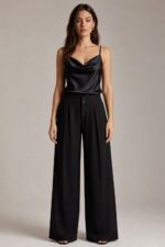 Crepe Tailored Wide Leg Pants ΚΩΔ:8927 Χαρακτηριστικά Ύφασμα: Ελαστικό crepe Γραμμή: Wide leg / άνετη Μέση: Φαρδιά, σταθερή ζώνη μέσης Κλείσιμο: Διπλό κουμπί μπροστά Σχεδιασμός: Tailored design με μπροστινές πιέτες Τσέπες: Πλαϊνές Εφαρμογή: Άνετη με ελαστικότητα Διαφάνεια: Δεν διαφανίζει Μήκος: Μακρύ Μεγέθη: S/M & L/XL Non-iron: Δεν απαιτεί σιδέρωμα Φροντίδα Πλύσιμο έως 30°C Χωρίς έντονο στύψιμο Προτείνεται χαμηλή ταχύτητα στυψίματος Όχι στεγνωτήριο Φυσικό στέγνωμα