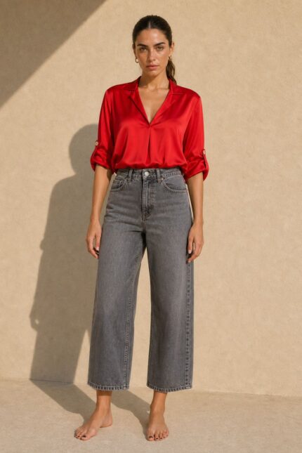 Kate Satin Shirt in red Kωδ:13926 Χαρακτηριστικά Μαλακό satin ύφασμα με διακριτική λάμψη Άνετη και ρευστή εφαρμογή Γιακάς άνοιγμα μπροστά Roll-up μανίκια με κουμπί Πιέτα στην πλάτη Ασύμμετρο τελείωμα – πιο μακρύ πίσω One Size Καλύπτει άνετα έως Large Φροντίδα Πλύσιμο έως 30°C σε πρόγραμμα για ευαίσθητα. Χωρίς έντονο στύψιμο. Σιδέρωμα σε χαμηλή θερμοκρασία, ιδανικά από την ανάποδη ή με λεπτό πανί ανάμεσα στο σίδερο και το ύφασμα. Αποφύγετε την πολύ υψηλή θερμοκρασία για να διατηρηθεί η όψη του satin υφάσματος.