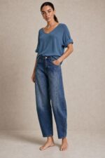 Barrel Cotton Stretch Jeans Kωδ:14926 Χαρακτηριστικά Προϊόντος • Barrel-leg γραμμή • Cotton stretch denim • Μαλακή, ελαστική αίσθηση • Άνετη εφαρμογή • Ψηλόμεσο • Ελαφρώς στενότερο τελείωμα • Κάθετες διακοσμητικές ραφές μπροστά • Μπροστινές & πίσω τσέπες • Κλείσιμο με κουμπί και φερμουάρ • Μεγέθη S/M L/XL Διαστάσεις ΜΕΓΕΘΟΣ     ΜΕΣΗ       ΠΕΡΙΦΕΡΕΙΑ      S/M                   68–76 cm    98–106 cm    L/XL                  76–84 cm     106–114 cm  Φροντίδα • Πλύσιμο έως 30°C • Πλύσιμο από την ανάποδη πλευρά • Χαμηλές στροφές • Αποφύγετε το έντονο στύψιμο • Φυσικό στέγνωμα • Άπλωμα από την ανάποδη για καλύτερη προστασία του χρώματος • Αποφύγετε πολύωρη άμεση έκθεση στον ήλιο
