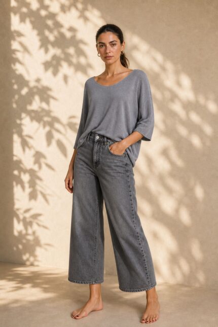 Katia Knitted Top in Grey Κωδ. 7030 Χαρακτηριστικά Προϊόντος • One Size – καλύπτει έως X-Large • Εξαιρετικά λεπτό πλεκτό μεταβατικής εποχής • Modal mix με πολύ απαλή υφή • Skin-friendly σύνθεση • V λαιμόκοψη • Φαρδιά μανίκια 3/4 • Χαλαρή, άνετη γραμμή • Ελαφριά και απαλή αίσθηση πάνω στο σώμα • Ιδανικό για άνοιξη, φθινόπωρο και layering • Nude απόχρωση που συνδυάζεται εύκολα Διαστάσεις ΜΕΓΕΘΟΣ ΣΤΗΘΟΣ ΠΕΡΙΦΕΡΕΙΑ ΜΗΚΟΣ One Size έως 120 cm έως 120 cm ~65 cm Οι διαστάσεις είναι ενδεικτικές λόγω της ελαστικότητας του πλεκτού. Σύνθεση • Modal Mix • Εξαιρετικά λεπτή πλεκτή ύφανση • Πολύ μαλακή & ελαφριά αίσθηση Φροντίδα • Πλύσιμο έως 30°C • Χωρίς έντονο στύψιμο • Στέγνωμα σε επίπεδη επιφάνεια ώστε να διατηρείται το σχήμα του πλεκτού • Όχι στεγνωτήριο