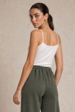 Viscose Soft Wide Pants in khaki