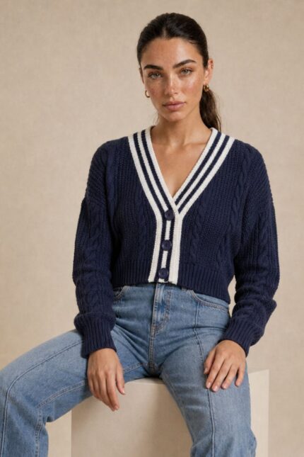 GNT Cable Knit Cardigan in Burgundy Χαρακτηριστικά Προϊόντος • Ύφασμα: Μαλακό πλεκτό • Ανάγλυφη cable knit / πλεξούδα ύφανση • V λαιμόκοψη • Contrast πλεκτή λεπτομέρεια περιμετρικά • Κλείσιμο μπροστά με κουμπιά • Μακριά μανίκια • Rib τελείωμα σε μανίκια και κάτω μέρος • Κανονική γραμμή • Κανονικό προς ελαφρώς cropped μήκος • Μαλακή και άνετη αίσθηση • One Size – καλύπτει έως Large Οδηγίες Φροντίδας • Πλύσιμο σε κρύο νερό • Στύψιμο μόνο σε χαμηλές στροφές • Στέγνωμα οριζόντια πάνω στην απλώστρα, ώστε να διατηρεί τη φόρμα του πλεκτού • Αποφύγετε το στεγνωτήριο και την άμεση επαφή με πηγές θερμότητας